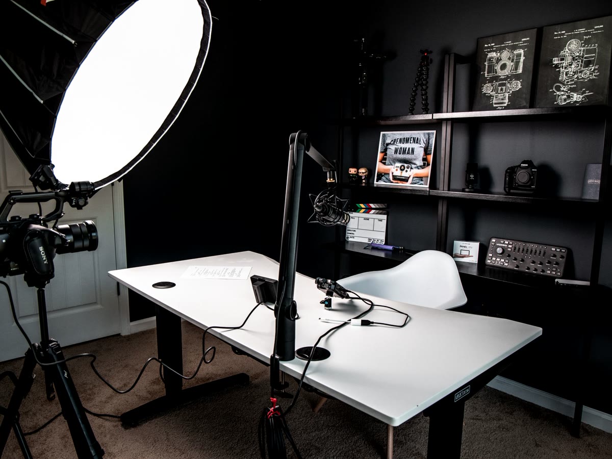 A video production desk ready for reviewing a take